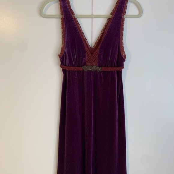 Free People Purple Velvet Empire Dress - Picture 1 of 3